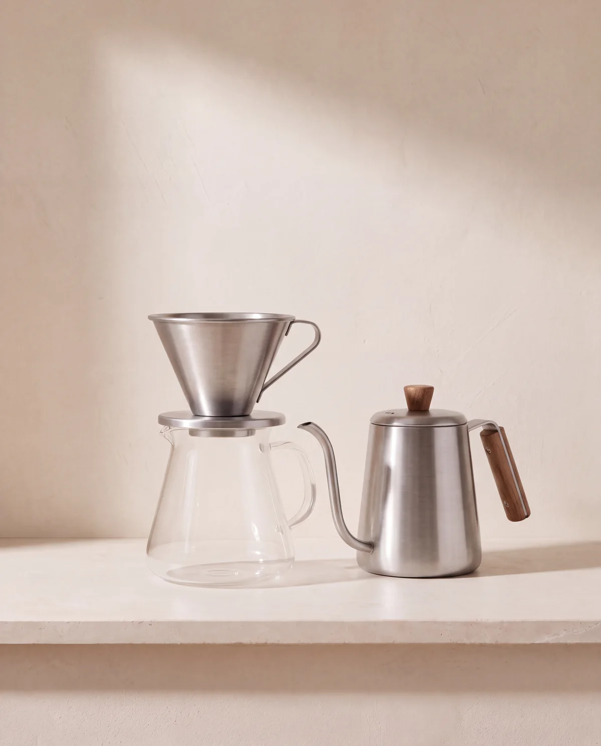 Pour-over kettle and brewer set, 3 pieces